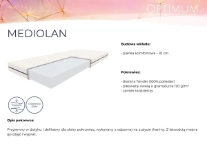 Materac 100x200 piankowy Mediolan Optimum Materace 3
