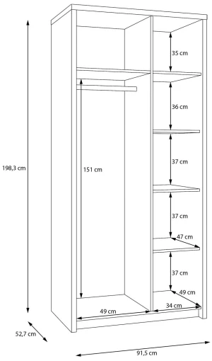Szafa ubraniowa L Eufemius EUFS821L-D131 Meble Forte 7