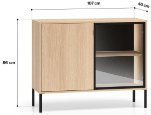 Mała komoda z witryną w kolorze Dąb Lindberg BARNEE 03-001 ML Meble 3
