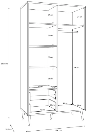 Szafa ubraniowa w kolorze dąb mauvella Harllson HLTS721LEC-D108 Meble Forte 2