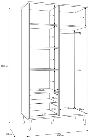 Szafa ubraniowa w kolorze białym Harllson HLTS721LEC-Z12A Meble Forte 2