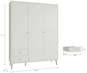 Duża szafa ubraniowa w kolorze białym Harllson HLTS731LEC-Z12A Meble Forte 3