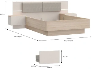 Łóżko 140x190  (bez materaca i stelarzu) Panoptik PNPL3141B-Q203 Meble Forte 3