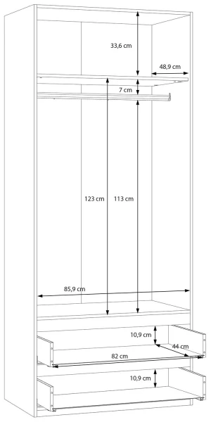 Szafa dwudrzwiowa z szufladami Panoptik PNPS922-Q170 Meble Forte 2