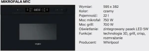 60 Górna głęboka szafka z mikrofalą M1C wys. 90 cm (podnośnik z reg. mocy) KAM 2