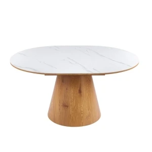 rozkładany (spiek biały marmur / dąb) 120(160)x120 Furnitex 6