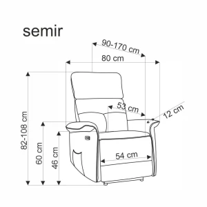 SEMIR fotel z funkcja elektrycznego rozkładania / gniazdo USB, cynamonowy Halmar 3