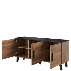 Komoda na nóżkach 150 Lotta 3D Dąb Wotan + Czarny Cama Meble 2