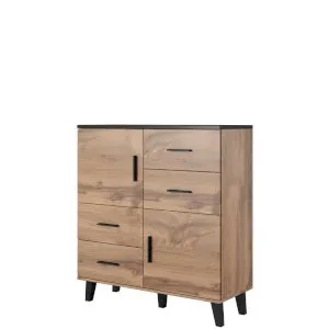 Komoda do pokoju 110 Lotta 2D4S Dąb Wotan + Czarny Cama Meble 1