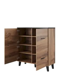 Komoda z drzwiami 110 Lotta 4D Dąb Wotan + Czarny Cama Meble 2