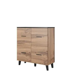 Komoda z drzwiami 110 Lotta 4D Dąb Wotan + Czarny Cama Meble 1