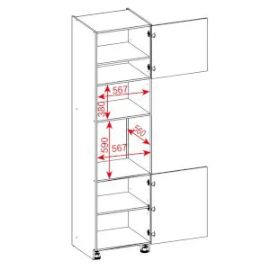 60 Dolna słupek zabudowa piekarnika i mikrofalówki, wys. 2357 mm Layman 2