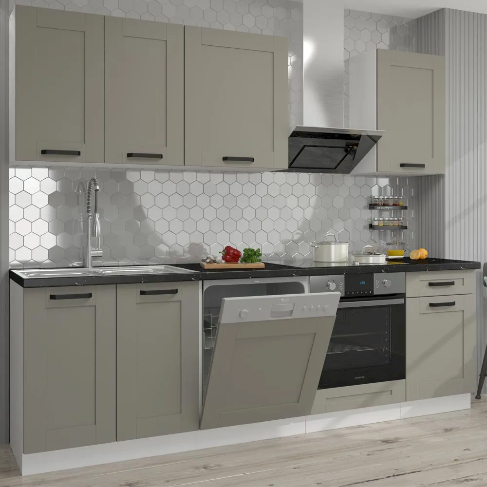 Zestaw mebli kuchennych Luna CLAYGR/WH 240 cm Stolarz Lempert