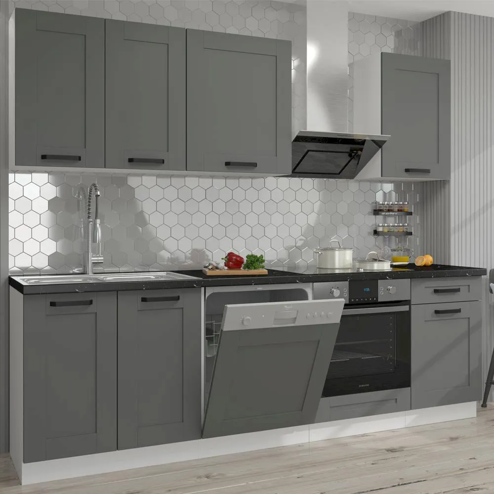 Zestaw mebli kuchennych Luna DUSTGR/WH 240 cm Stolarz Lempert
