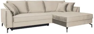 Welurowy narożnik z funkcją spania Como beżowy 275x180cm prawy Anrom 1