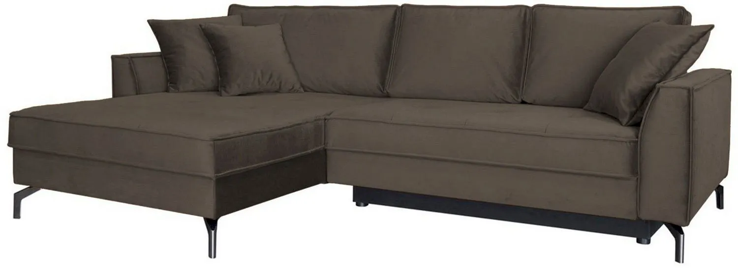 Brązowy narożnik do salonu Como 275x180cm lewy Anrom