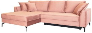 Różowy wypoczynek w nowoczesnym stylu Como 275x180 cm lewy