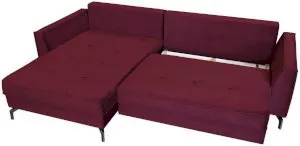 Bordowy narożnik welurowy rozkładany Como 275x180 cm lewy Anrom 2