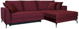 Bordowy narożnik welurowy rozkładany Como 275x180 cm prawy Anrom 1