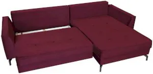 Bordowy narożnik welurowy rozkładany Como 275x180 cm prawy Anrom 3