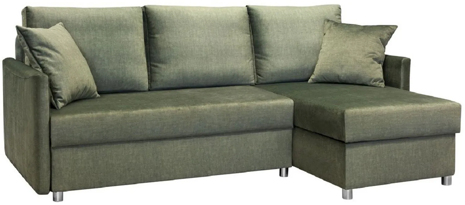 Zielony welurowy narożnik nowoczesny uniwersalny Hugo 215x140 cm Anrom