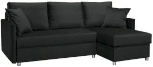 Welurowy czarny narożnik rozkładany Hugo 215x140cm uniwersalny Anrom 1