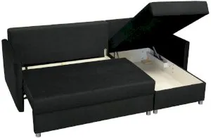 Welurowy czarny narożnik rozkładany Hugo 215x140cm uniwersalny Anrom 3