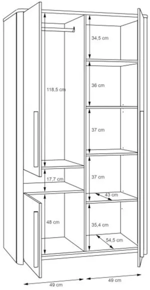 Szafa trzydrzwiowa Surfinio SFNS721R-M378 Meble Forte 4