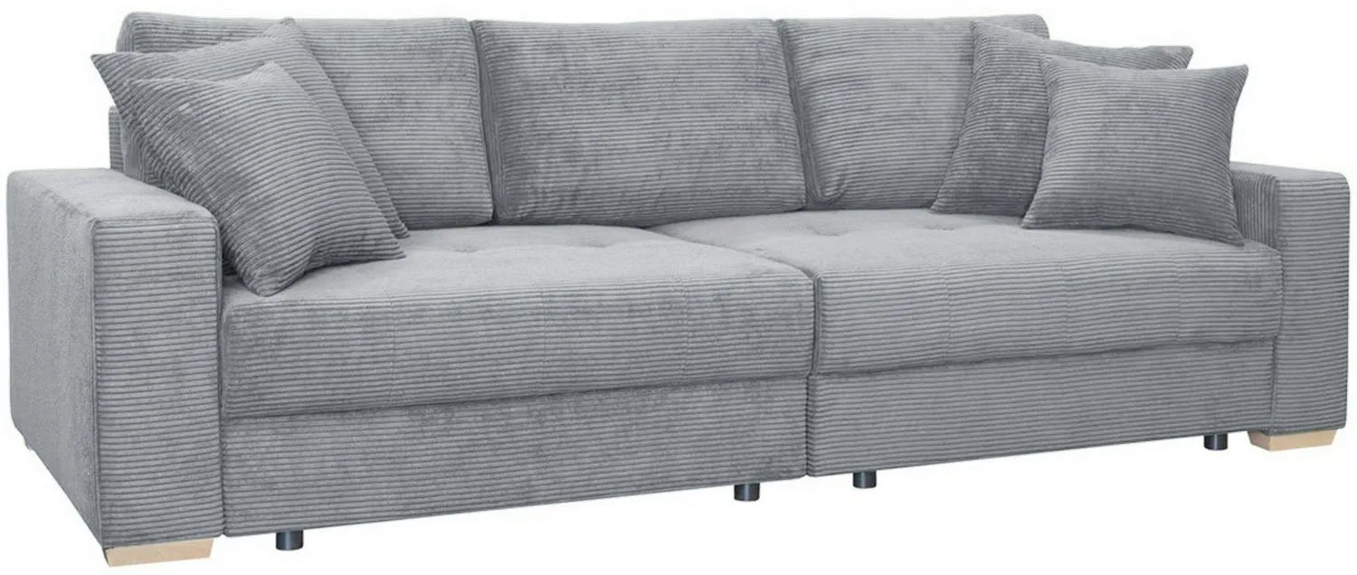 Szara sofa z miejscem do spania Modus 263x117 cm Poso 55 Anrom