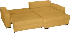 Musztardowy narożnik sztruksowy z funkcją spania Modus II 265x172 cm prawy Anrom 2