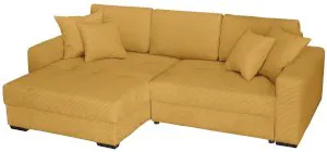 Musztardowy narożnik sztruksowy z funkcją spania Modus II 265x172 cm lewy Anrom 1
