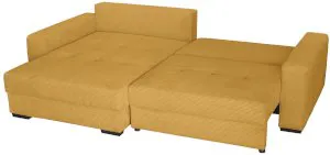 Musztardowy narożnik sztruksowy z funkcją spania Modus II 265x172 cm lewy Anrom 2