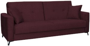 Bordowa wersalka Oslo welurowa rozkładana 227x92 cm