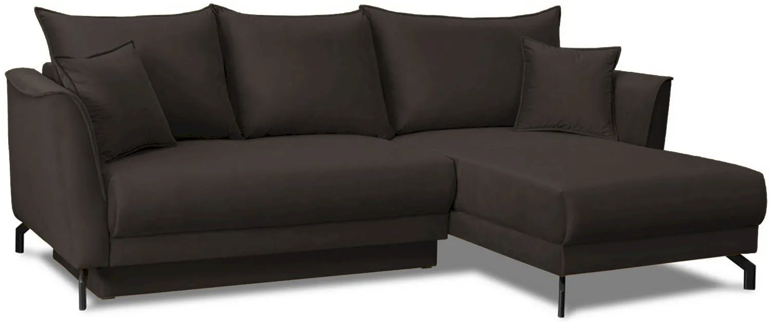 Brązowy narożnik Venezia z funkcją spania 255x165cm prawy Anrom