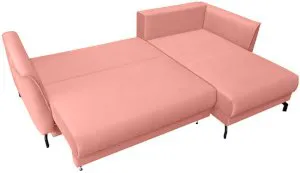 Różowa kanapa narożna rozkładana na czarnych nóżkach Venezia prawa Anrom 2