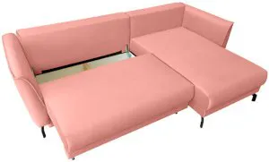 Różowa kanapa narożna rozkładana na czarnych nóżkach Venezia prawa Anrom 3