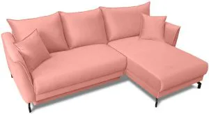Różowa kanapa narożna rozkładana na czarnych nóżkach Venezia prawa Anrom 4
