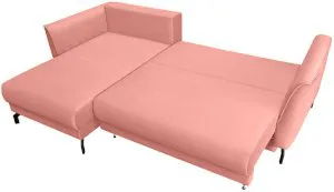 Różowa kanapa narożna rozkładana na czarnych nóżkach Venezia lewa Anrom 2