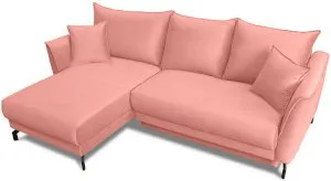 Różowa kanapa narożna rozkładana na czarnych nóżkach Venezia lewa Anrom 4
