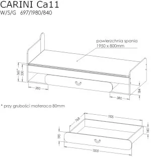 Łóżko 80x195 Carini CA11 Dolmar 2