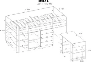 Łóżko piętrowe z biurkiem Smile L Meblocross 2