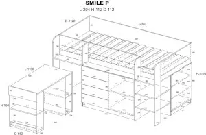 Łóżko piętrowe z biurkiem Smile P Meblocross 2