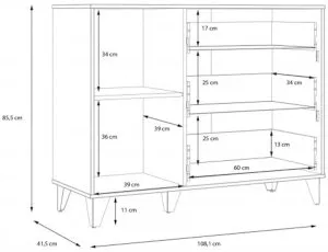 Komoda na metalowych nogach Lya LYAK221-M688 Meble Forte 3