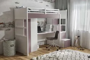 Łóżko piętrowe 1-osobowe z szafą i biurkiem Tristan Meblobed 5