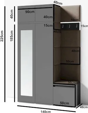 Nowoczesna garderoba z lustrem Emi 20 PKMebel 4