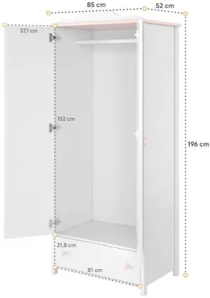 Szafa biała młodzieżowa Luna LN-01 Lenart Meble 3