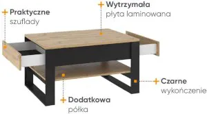 Stolik dąb artisan Quant QA-09 Lenart Meble 3