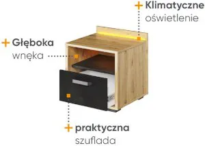 Dąb szafka nocna Qubic QB-10 Lenart Meble 4