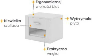 Szafka nocna biała Idea ID-07 Lenart Meble 2
