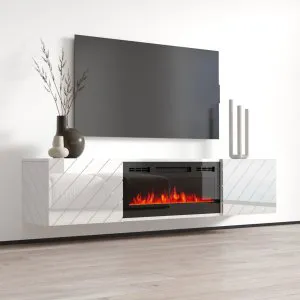 Biała szafka RTV z kominkiem elektrycznym Luxe EF Cama Meble 5